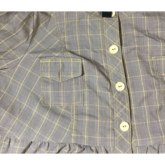 VTG Lane Bryant Womens 24 Blouse Top Peplum Gray Yellow Plaid 3/4 Sleeve Button - Picture 3 of 7